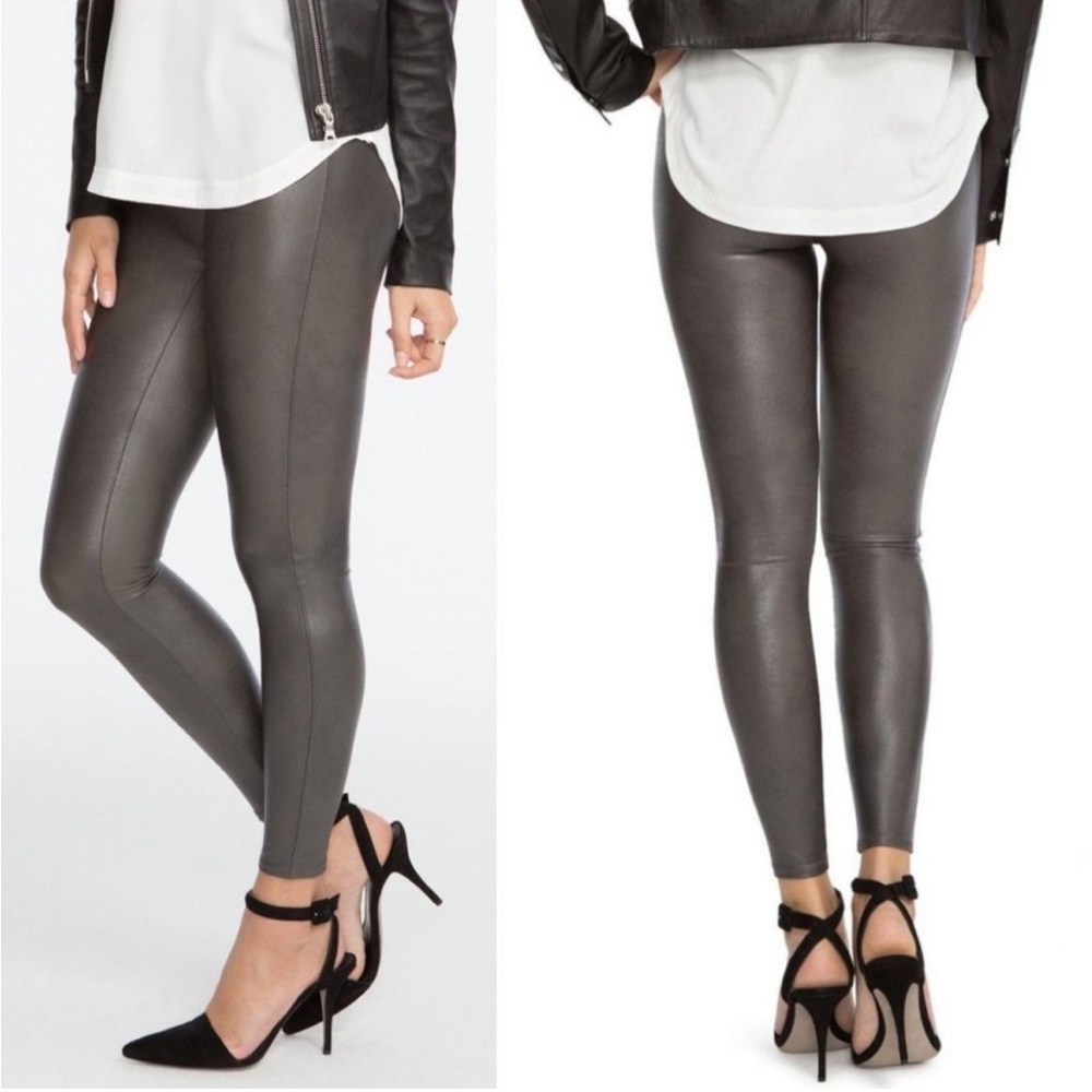 Spanx Faux Leather Leggings Dark Grey Size Small Minimalist Capsule Wardrobe S